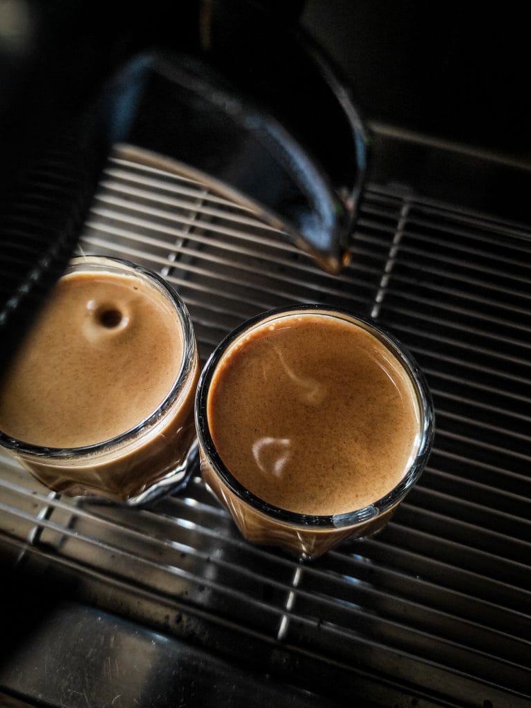 Two freshly brewed coffees at Kilkenny Café